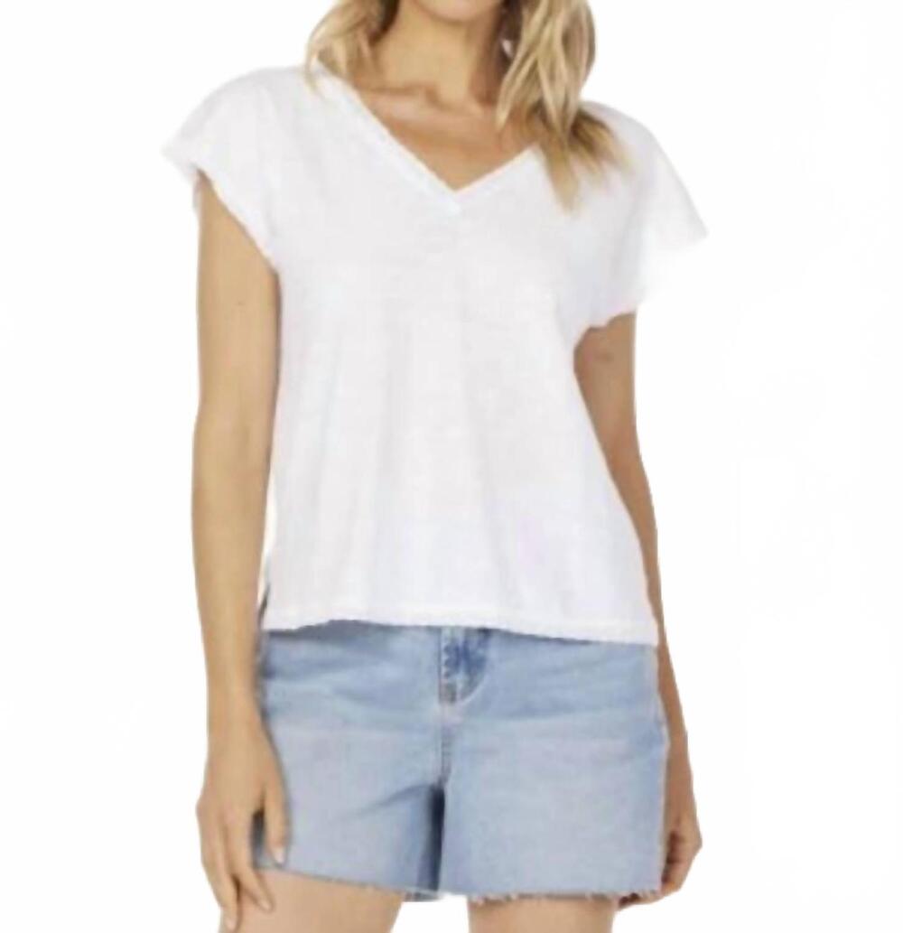 NEW MODODOC dolman lace trim tee in white